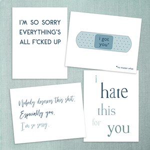 Sympathy greeting cards with blank interiors and white envelopes