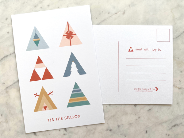 Classic Christmas triangles: holiday postcards