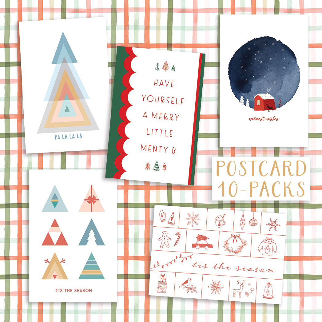 Christmas holiday winter postcard 10 packs
