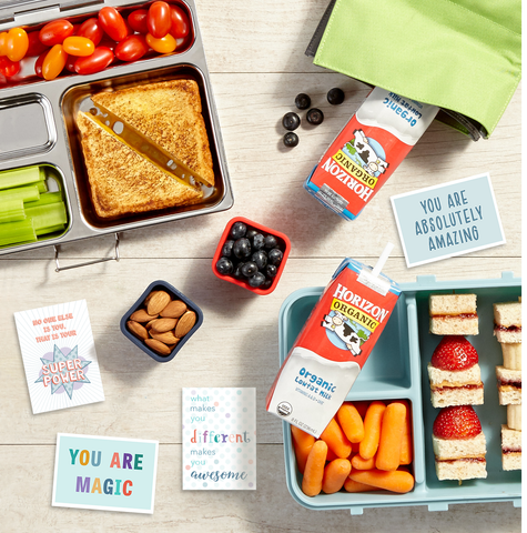 Individual Lunchbox notes set amongst school lunches