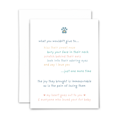 NEW! Pet loss- one more time: greeting card