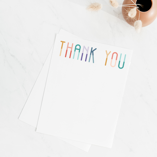 NEW! Thank you rainbow: notecard set