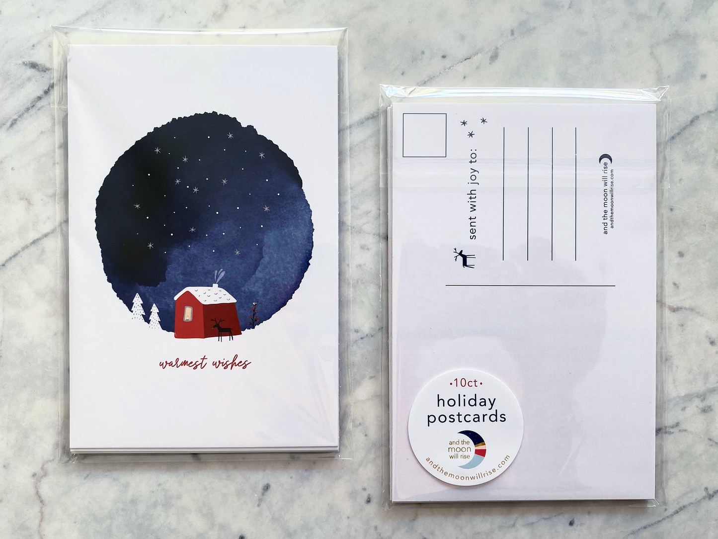 Warmest wishes, cozy watercolor: holiday postcards