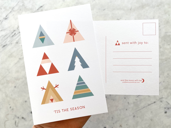 Classic Christmas triangles: holiday postcards
