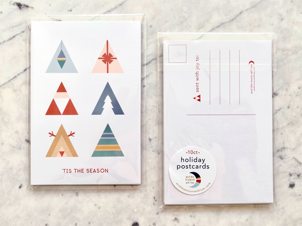 Classic Christmas triangles: holiday postcards